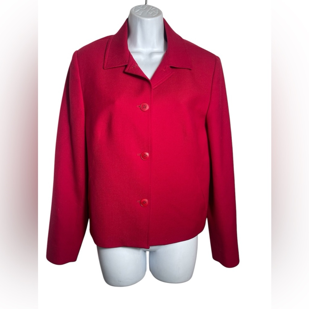 Talbots‎ blazer size 10 red 100% pure new wool jacket blazer with pockets ❤️❤️